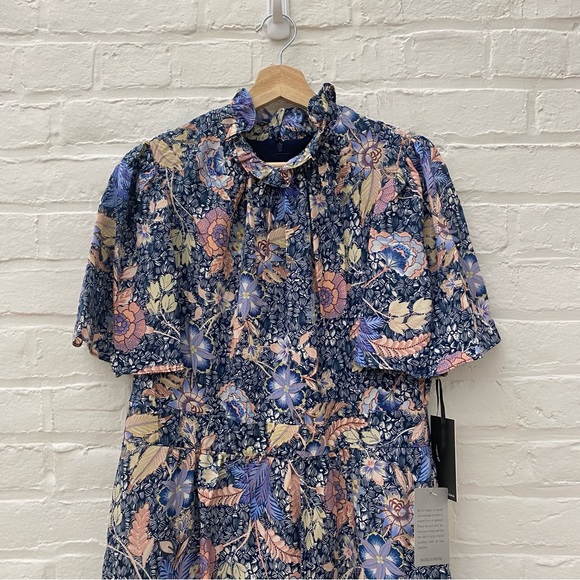 Julia Jordan || Mock Neck Floral + Paisley Dress Blue Pink 12 NWT - Picture 3 of 10